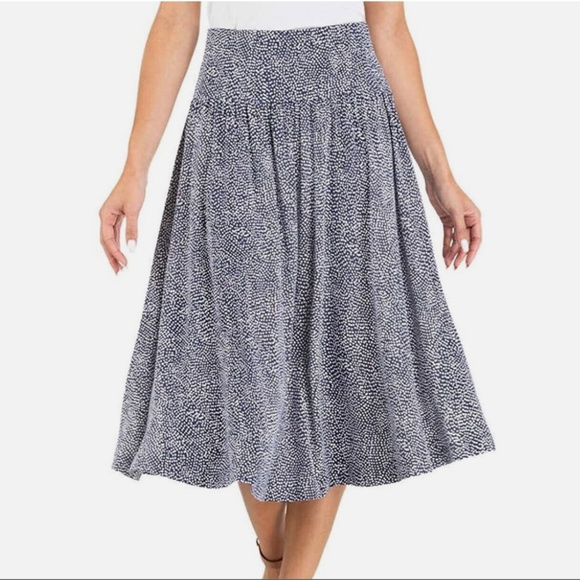 Hilary Radley Blue & White Polka Dot Mid Length Skirt Women's Size Large NWT - Picture 1 of 10